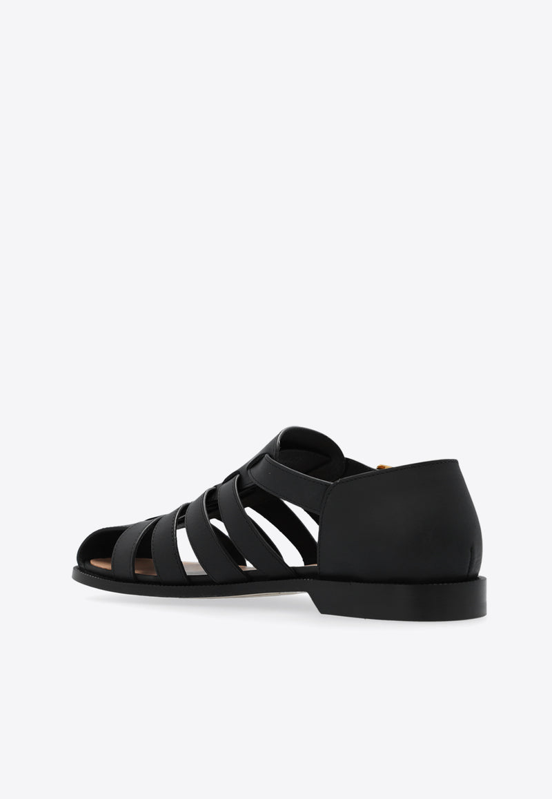 Loewe Campo Calf Leather Sandals Black L814465X77 0-BLACK