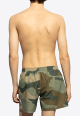 Balmain Camouflage Logo Swim Shorts Green KĄPIELOWE BWB641350 0-308