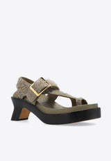 Loewe Ease 70 Suede Sandals Green L814465X92 0-KHAKI GREEN