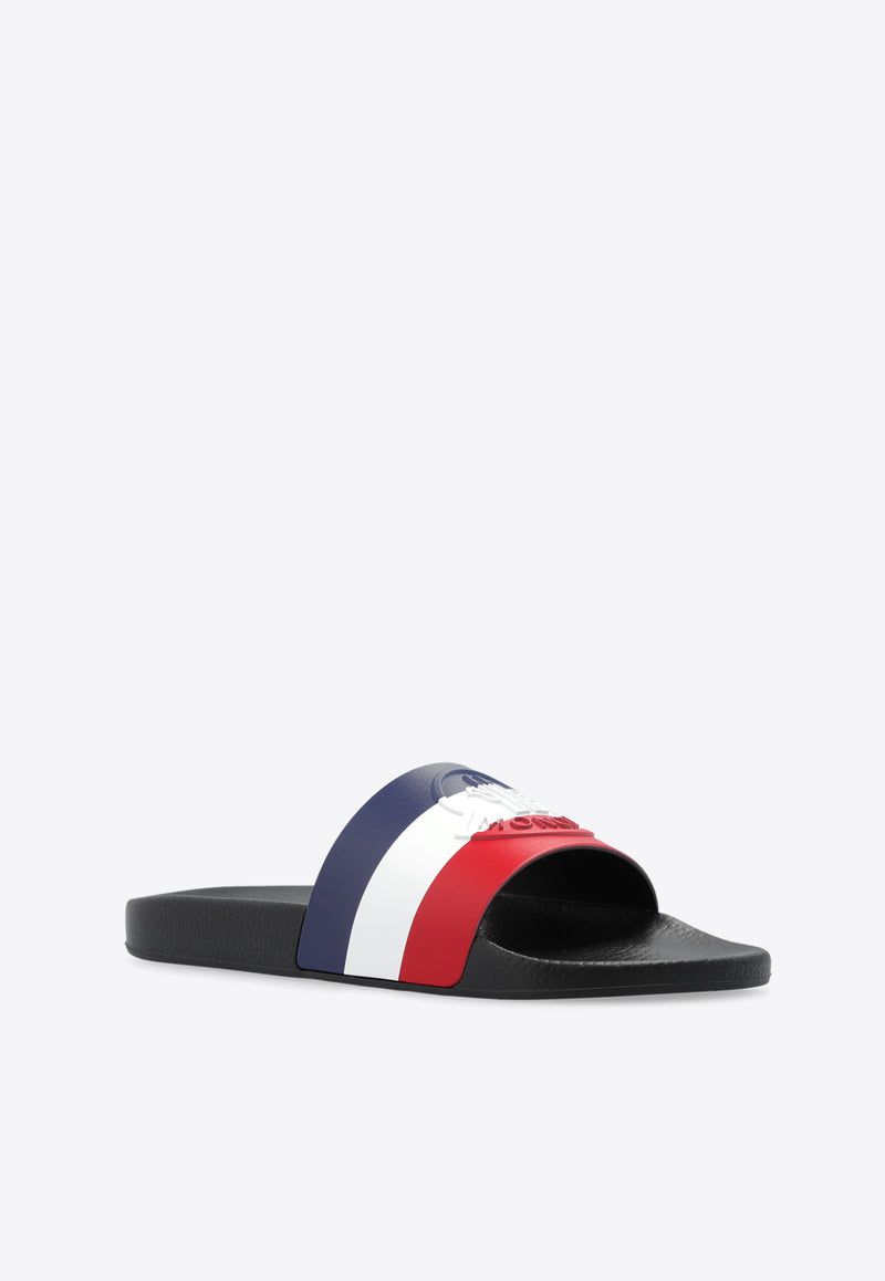 Moncler Basile Striped Logo Rubber Slides Multicolor J109A4C00030 01A49-998