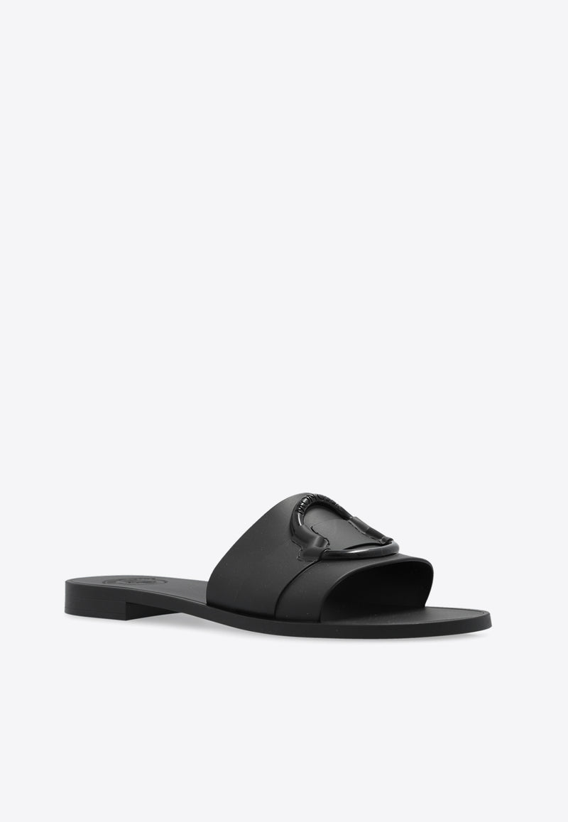 Moncler Mon Logo Embossed Flat Sandals Black J109B4C00130 M4095-999