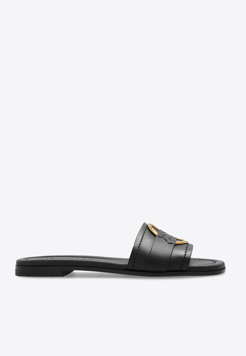 Moncler Bell Smooth Leather Flat Sandals Black J109B4C00160 M4097-999