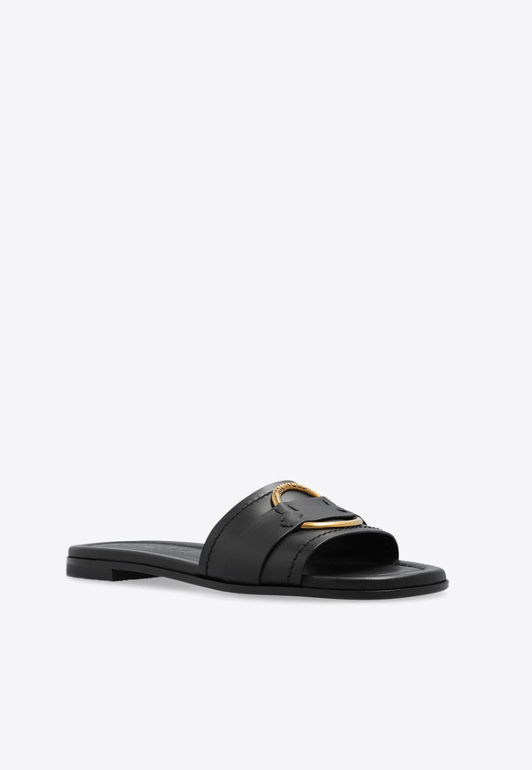 Moncler Bell Smooth Leather Flat Sandals Black J109B4C00160 M4097-999