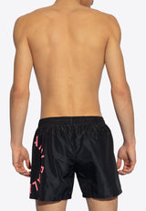 Balmain Logo Print Swim Shorts Black KĄPIELOWE BWB641230 0-003