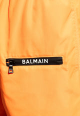 Balmain Logo Nylon Swim Shorts Orange KĄPIELOWE BWB641260 0-820