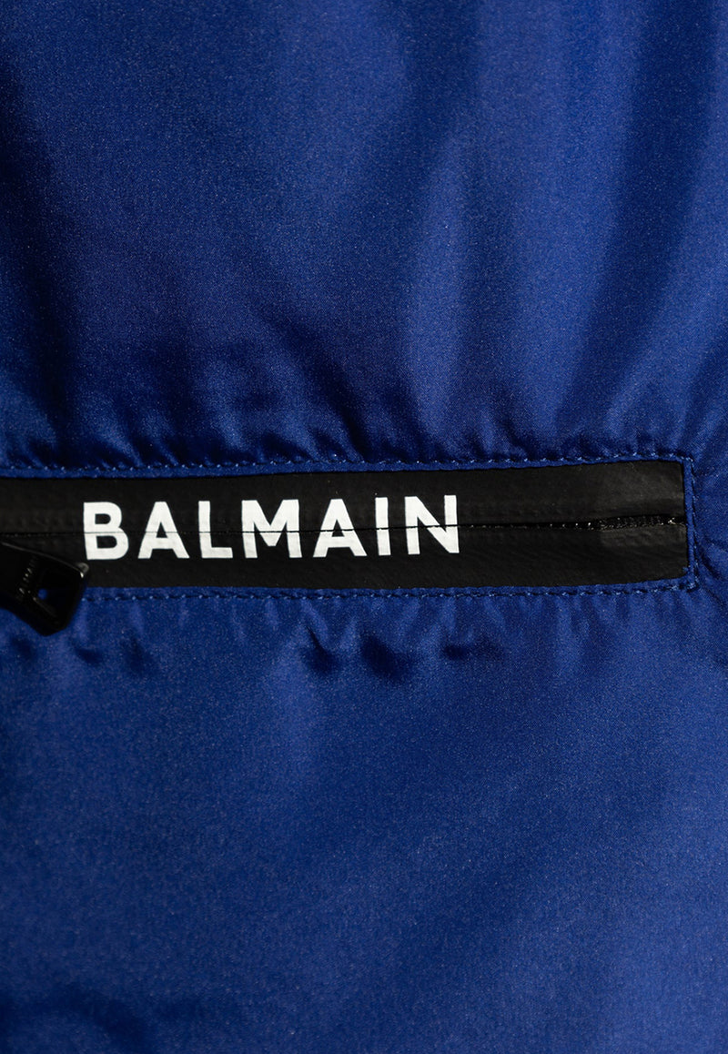 Balmain Surfer Logo Print Swim Shorts