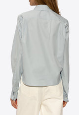 Loewe Pleated Yoke Long-Sleeved Shirt Light Blue S540Y05X94 0-DUSTY BLUE