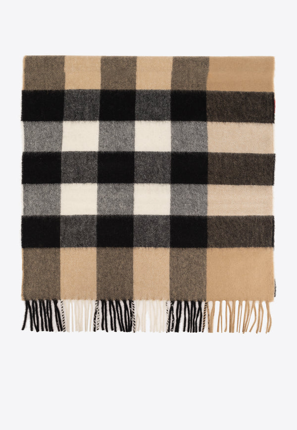 Burberry Half Mega Check Cashmere Scarf Beige 8077890 A7026-ARCHIVE BEIGE