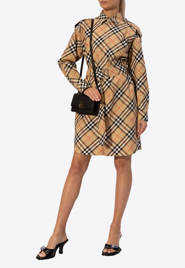 Burberry Signature Check Mini Shirt Dress Beige 8086610 B9368-SAND IP CHECK