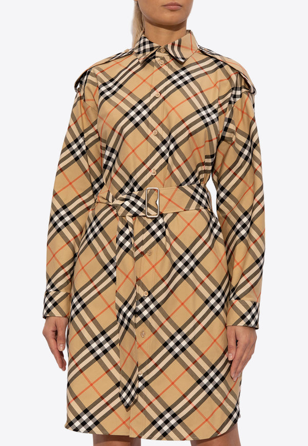 Burberry Signature Check Mini Shirt Dress Beige 8086610 B9368-SAND IP CHECK