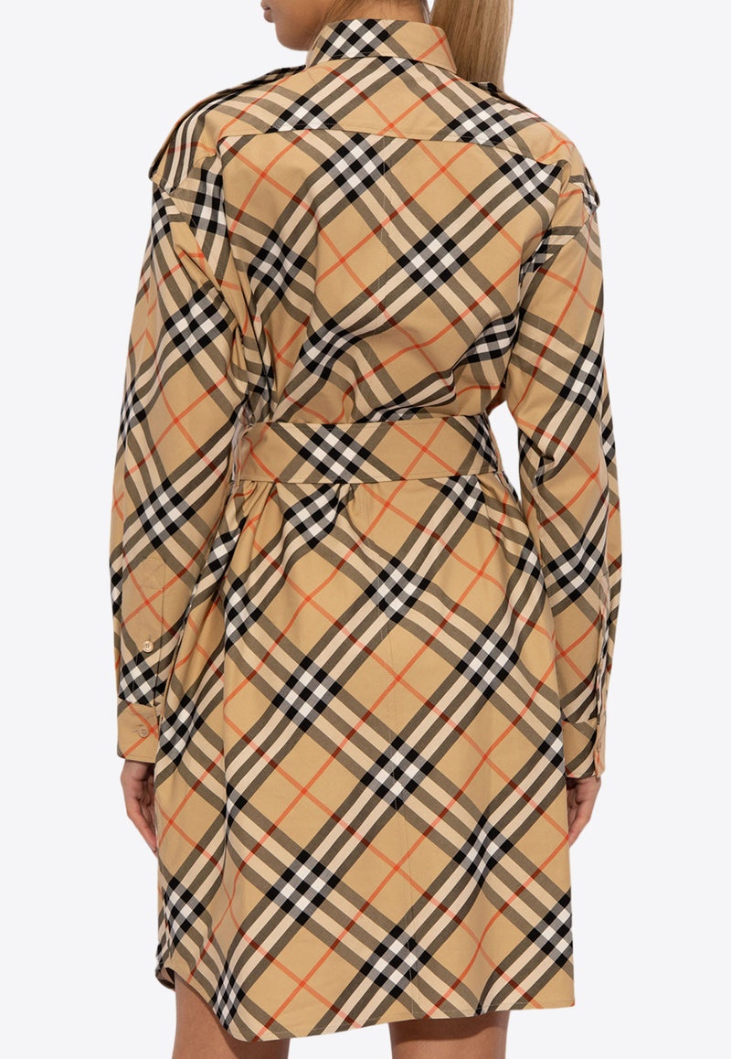 Burberry Signature Check Mini Shirt Dress Beige 8086610 B9368-SAND IP CHECK