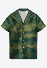 Balmain Camouflage Monogram Short-Sleeved Shirt