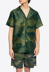 Balmain Camouflage Monogram Short-Sleeved Shirt