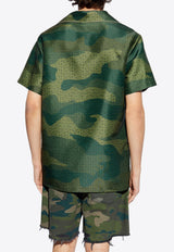 Balmain Camouflage Monogram Short-Sleeved Shirt