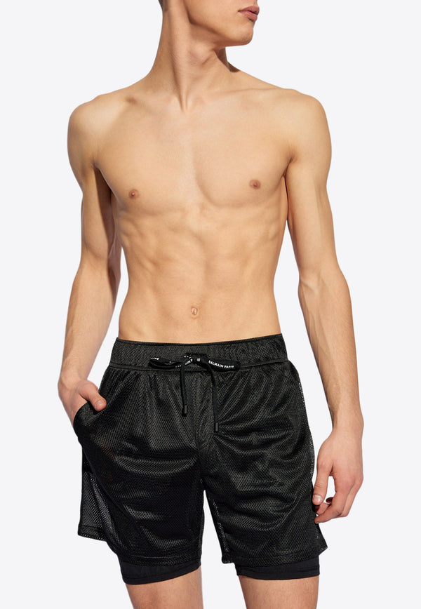 Balmain Layered Perforated Swim Shorts