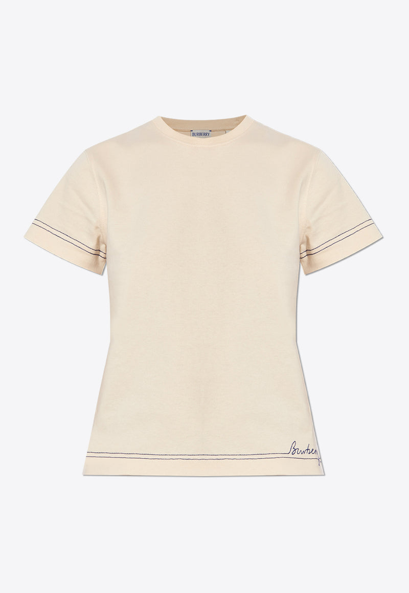 Burberry Signature Logo Crewneck T-shirt Cream 8090641 B7348-SOAP