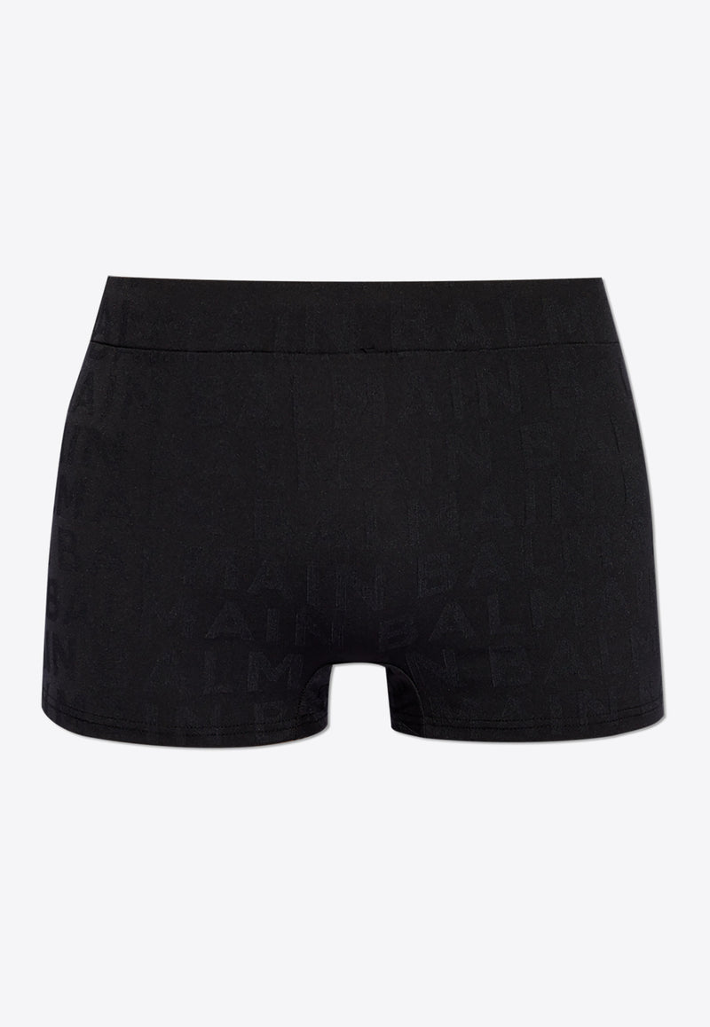 Balmain Embossed-Monogram Swim Trunks