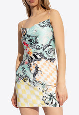 Balmain Baroque Print Sleeveless Mini Dress