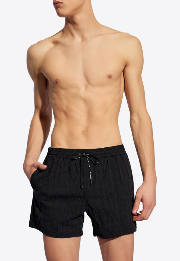 Balmain Logo Embossed Swim Shorts