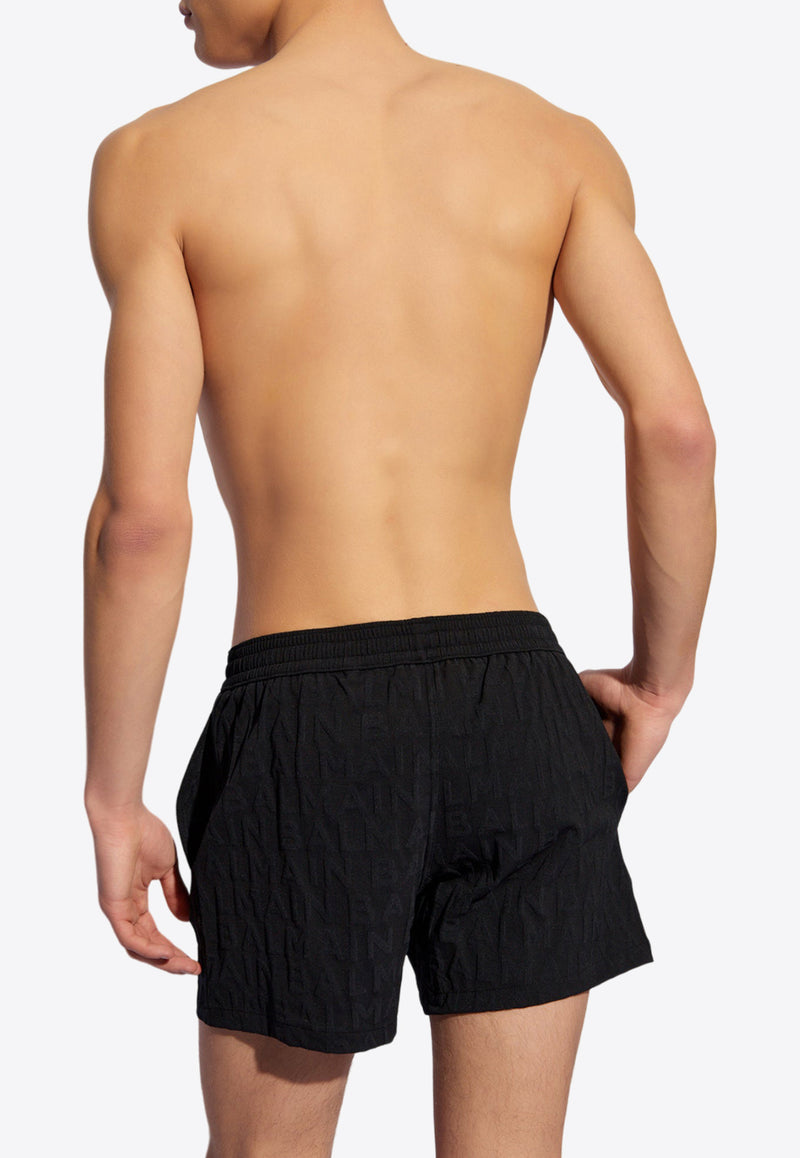 Balmain Logo Embossed Swim Shorts