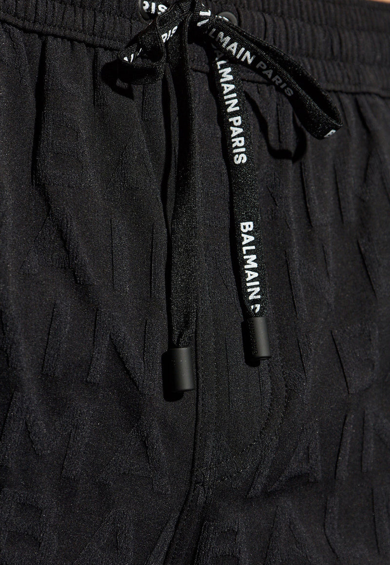 Balmain Logo Embossed Swim Shorts