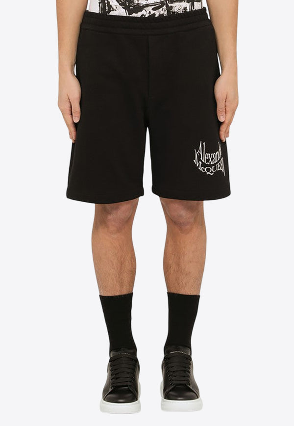 Alexander McQueen Warped Logo Bermuda Shorts Black 781880QXAAM/O_ALEXQ-1000