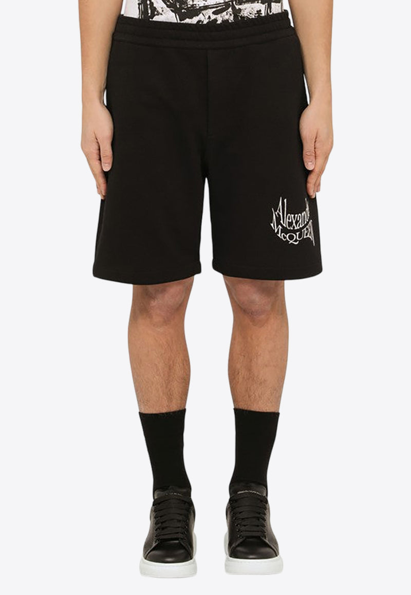 Alexander McQueen Warped Logo Bermuda Shorts Black 781880QXAAM/O_ALEXQ-1000