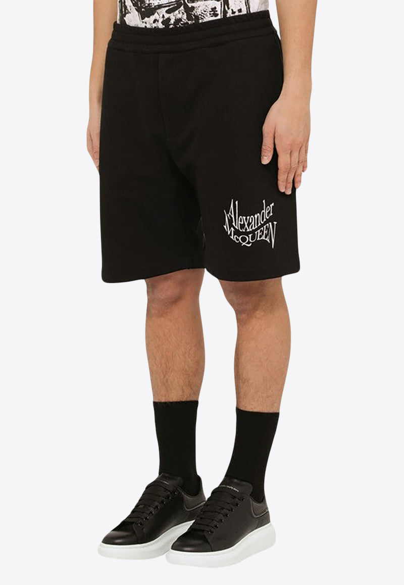 Alexander McQueen Warped Logo Bermuda Shorts Black 781880QXAAM/O_ALEXQ-1000