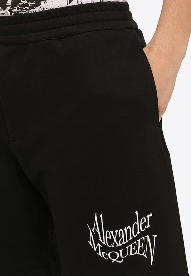 Alexander McQueen Warped Logo Bermuda Shorts Black 781880QXAAM/O_ALEXQ-1000