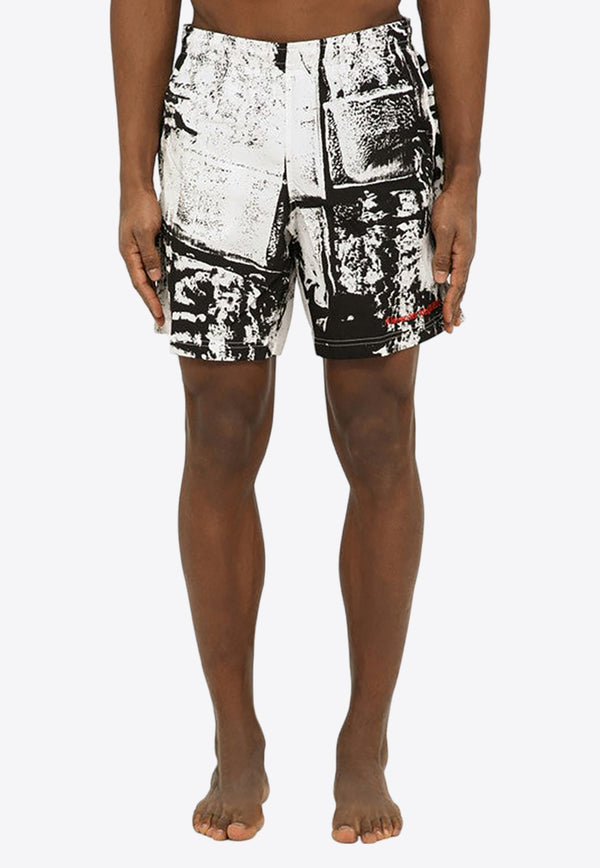 Alexander McQueen Abstract Print Swim Shorts Monochrome 7819754419Q/O_ALEXQ-9060