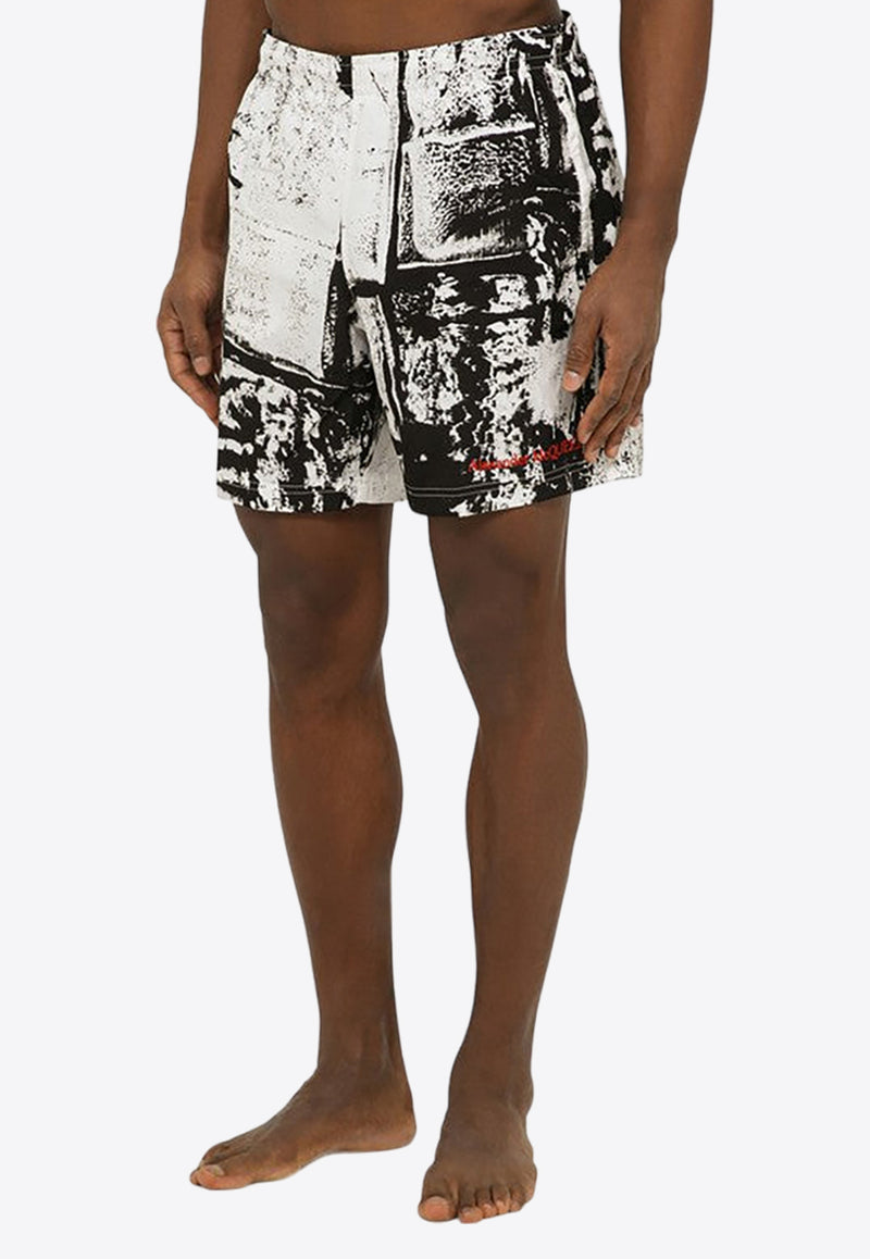 Alexander McQueen Abstract Print Swim Shorts Monochrome 7819754419Q/O_ALEXQ-9060