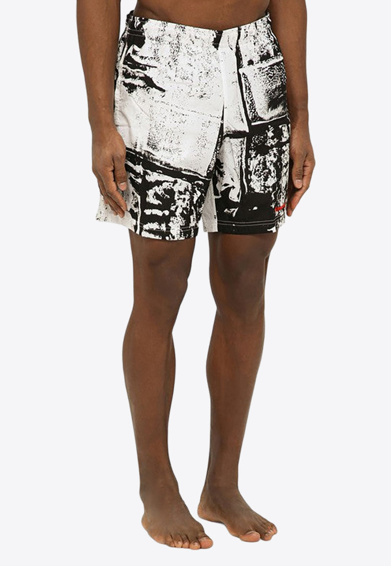 Alexander McQueen Abstract Print Swim Shorts Monochrome 7819754419Q/O_ALEXQ-9060