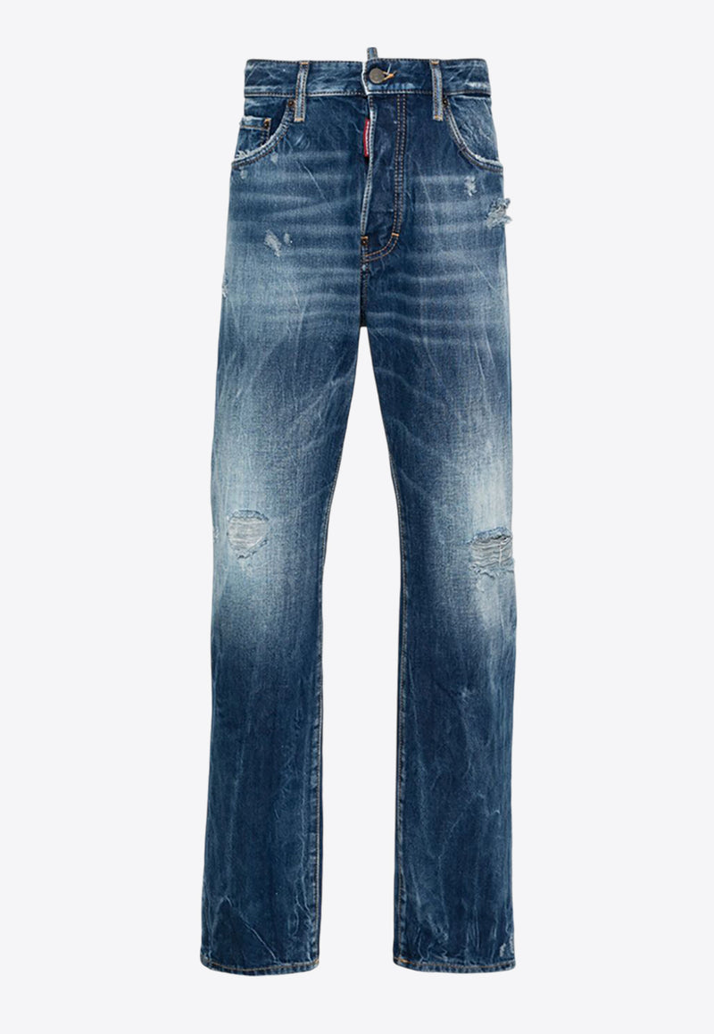 Dsquared2 642 Distressed Straight-Leg Jeans Blue S71LB1379S30891_470