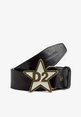 Dsquared2 Logo Engraved Buckle Leather Belt Black BEM058212904907_M2922