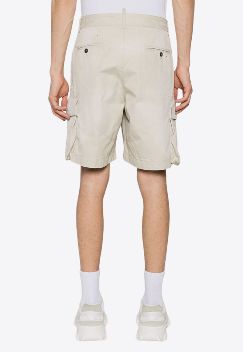 Dsquared2 Paint Splatter Cargo Shorts Beige S74MU0833S41794_806