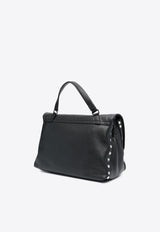 Zanellato Medium Postina Leather Shoulder Bag  Black 0680100040000M_Z0001