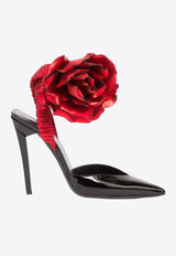 Saint Laurent 105 Floral Appliqué Patent-Leather Pumps 493870D6CD_01168 Black