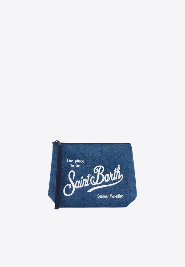 MC2 Saint Barth Aline Logo Embroidered Linen Pouch Blue ALI0004_01526F