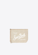 MC2 Saint Barth Aline Logo Embroidered Linen Pouch Cream ALI0004_00122F