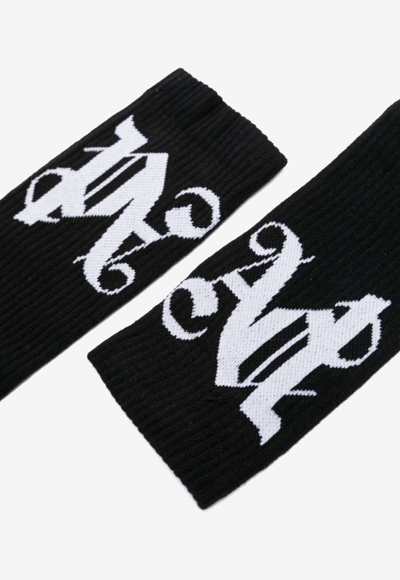 Palm Angels Monogram Jacquard Socks Black PWRA007R24FAB002_1001