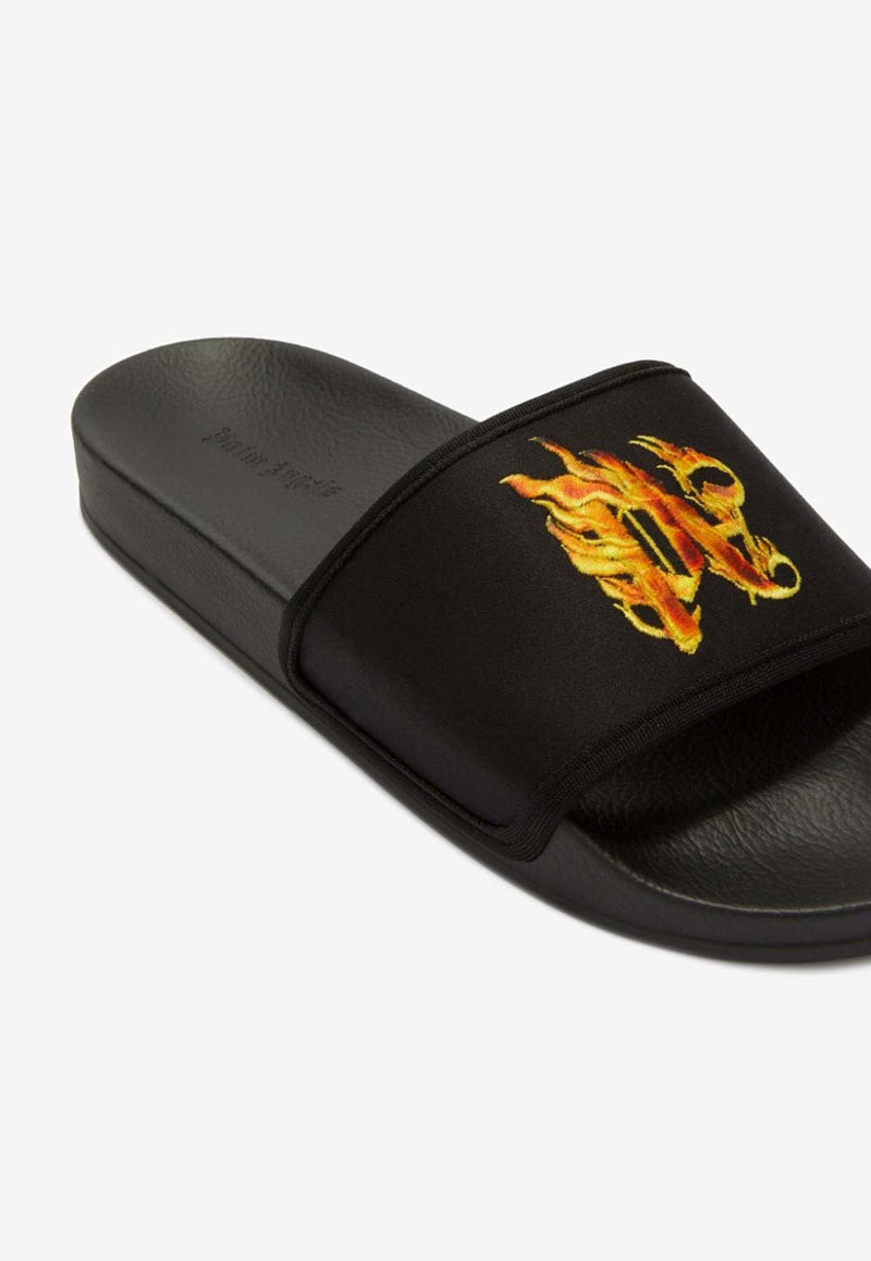 Palm Angels Monogram Pool Slides Black PMIC010R24MAT002_1020