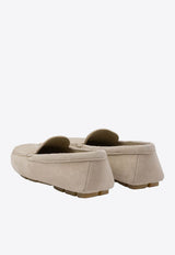 Prada Triangle Logo Suede Loafers Beige 1DD081F005008_F0D32