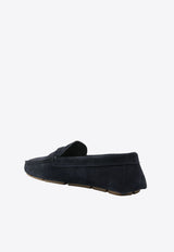 Prada Triangle Logo Suede Loafers Blue 2DD180054_F0008