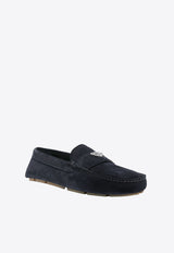 Prada Triangle Logo Suede Loafers Blue 2DD180054_F0008