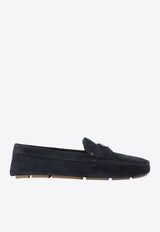 Prada Triangle Logo Suede Loafers Blue 2DD180054_F0008