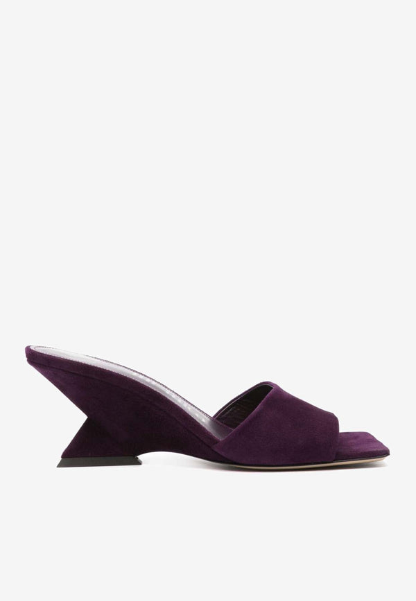 The Attico Cheope 70 Suede Wedge Mules Violet 241WS605L007_614