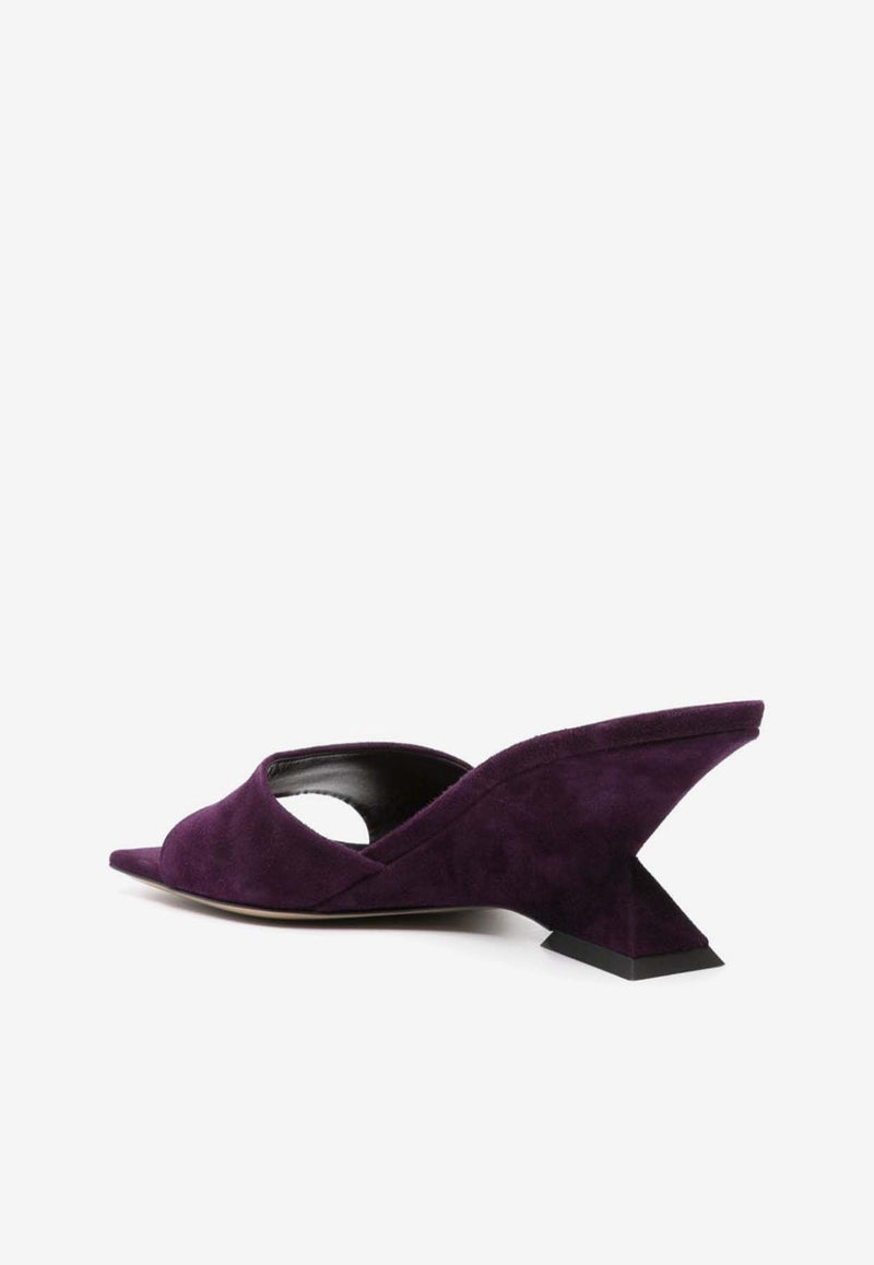 The Attico Cheope 70 Suede Wedge Mules Violet 241WS605L007_614