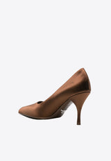 Prada 85 Pointed-Toe Satin Pumps Brown 1I484NFA085049_F0005