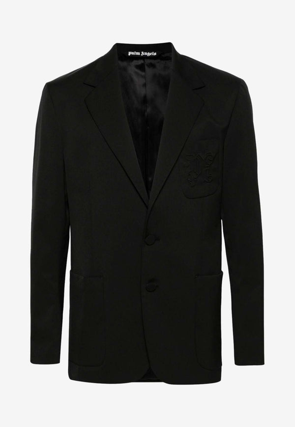 Palm Angels Single-Breasted Twill Blazer Black PMEN044R24FAB001_1010