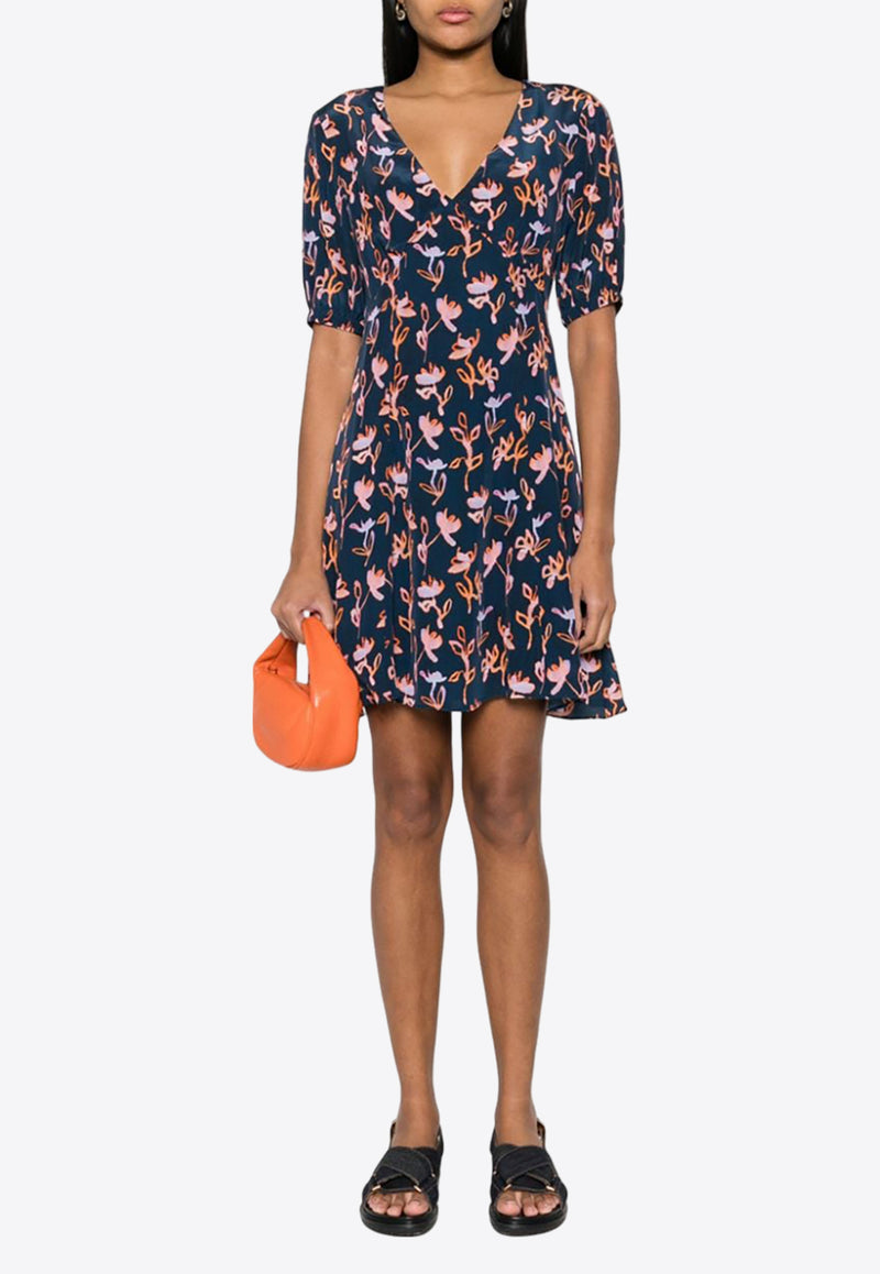 Paul Smith Abstract Print V-neck Mini Dress Navy W2R590DM31157_49